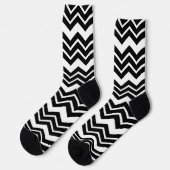 Chaussette Noir Blanc Zigzag Chevron Motif Design (Gauche)