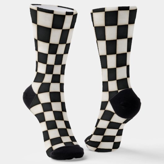 Chaussette Noir et blanc antique À damiers (Angulaire)