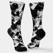 Chaussette Noir et blanc avec des taches motif d'amour (Angulaire)