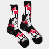 Chaussette Noir et blanc avec taches rouges amour motif (Droite)