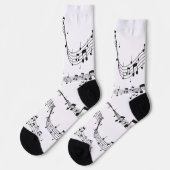 Chaussette Noir et blanc note musicienne Motif (Gauche)