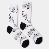 Chaussette Noir et blanc note musicienne Motif (Droite)