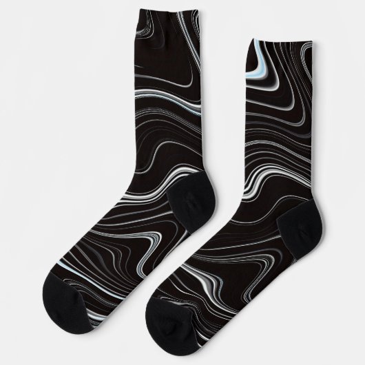 Chaussette Noir et blanc Wavy Abstraction (Gauche)