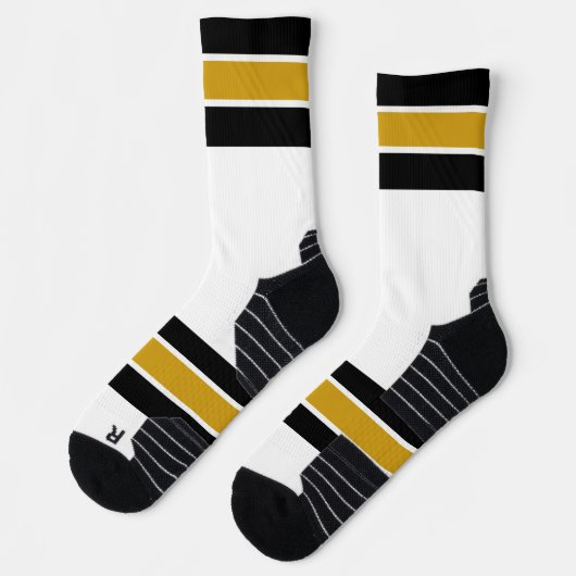 Chaussette Noir Or et blanc Gravé (Gauche)