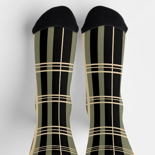 Chaussette Noir plaqué, Vert Sage, Crème, Chaussettes d'équip (Haut)