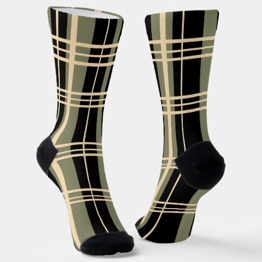 Chaussette Noir plaqué, Vert Sage, Crème, Chaussettes d'équip (Angulaire)