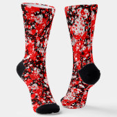 Chaussette Noir rouge et blanc abstrait (Angulaire)