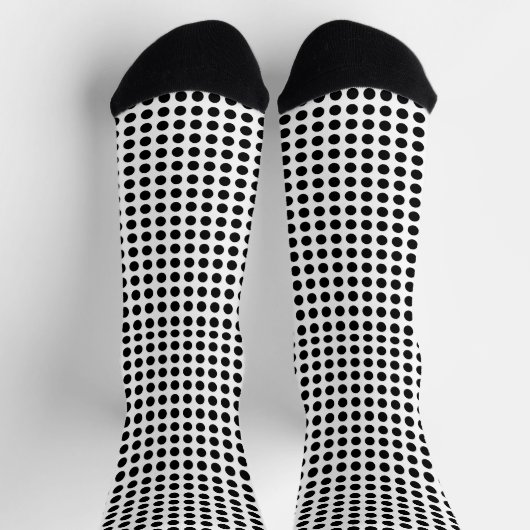 Chaussette Noir sur Blanc Moyen Taille Horiz. Chaussettes poi (Haut)
