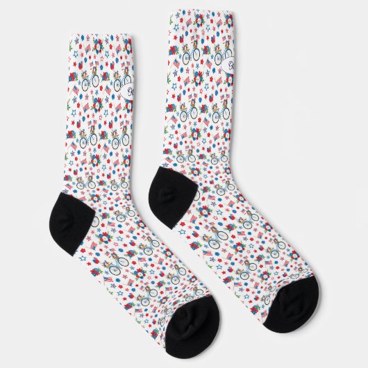 Chaussette Nom, 250 Ans Vélos Fleurs Étoiles Ballons (Droite)