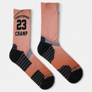 Chaussette Nom de basket-ball orange numéro champion
