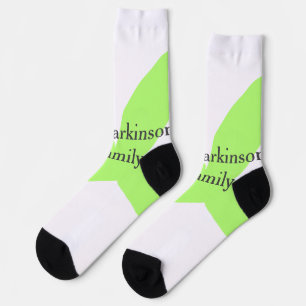 Chaussette Nom de famille abstrait feuille verte pastel rétro