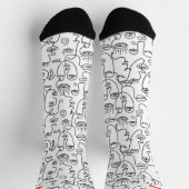Chaussette Nom de la ligne Abstrait Black White Face (Haut)