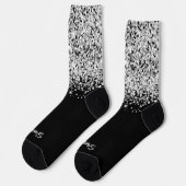 Chaussette Nom de script de pinceau Glittery Silver Black Gla (Gauche)
