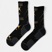 Chaussette Nom de texte d'étoiles imprimé sur fond de couleur (Gauche)