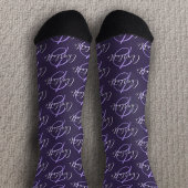 Chaussette Nom du monogramme et chaussettes violettes blanche
