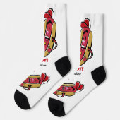 Chaussette Nom et texte personnalisés Hot Dog (Gauche)