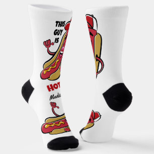 Chaussette Nom et texte personnalisés Hot Dog
