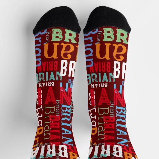 Chaussette Nom extensible sur le rouge foncé (Haut)