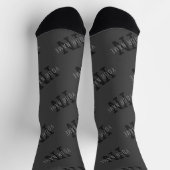 Chaussette Nom gris et Motif de monogramme (Haut)
