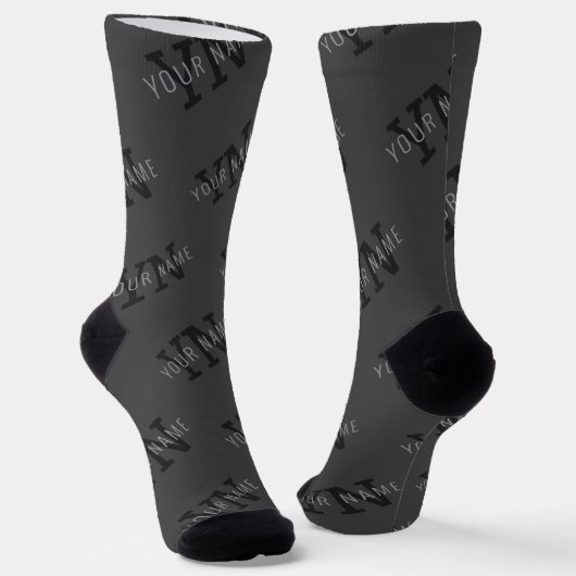 Chaussette Nom gris et Motif de monogramme (Angulaire)