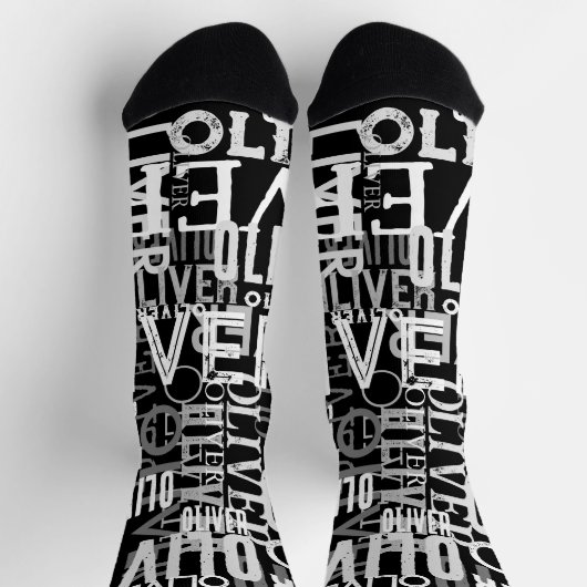 Chaussette Nom Patterned Black Crew Socks (Haut)