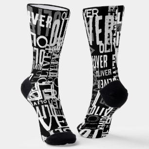 Chaussette Nom Patterned Black Crew Socks