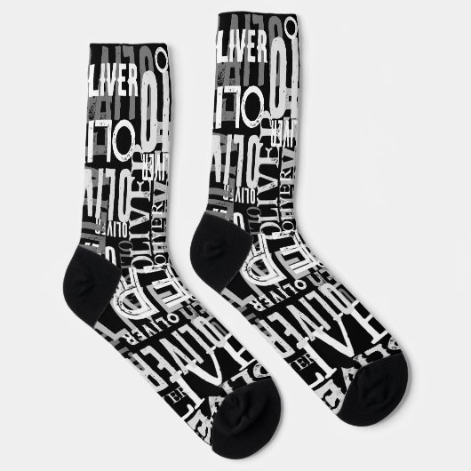 Chaussette Nom Patterned Black Crew Socks (Droite)