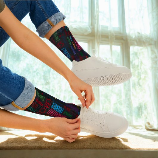 Chaussette Nom Personnalisé Art Word Moderne Ajouter Vos Prop