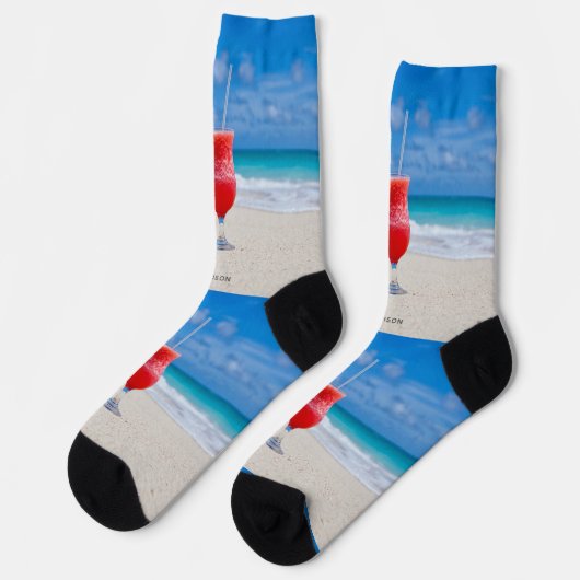 Chaussette Nom personnalisé Beach Coctail (Gauche)