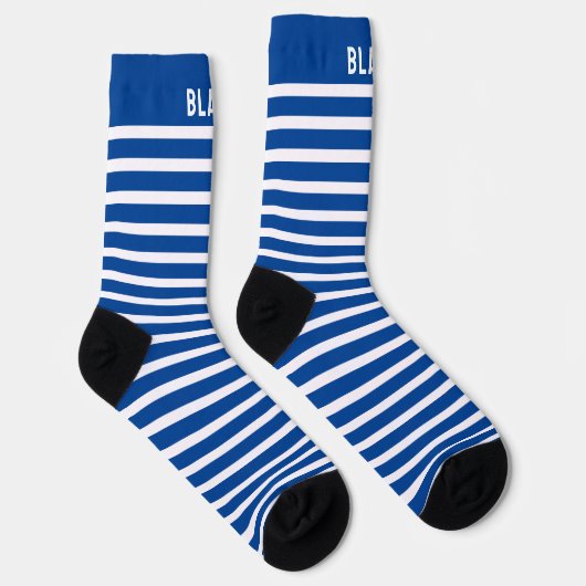 Chaussette Nom Personnalisé Bleu Et Blancs (Droite)