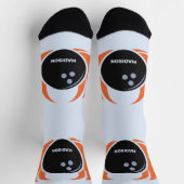 Chaussette Nom personnalisé Boule de Bowling avec flamme (Haut)