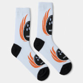 Chaussette Nom personnalisé Boule de Bowling avec flamme (Droite)