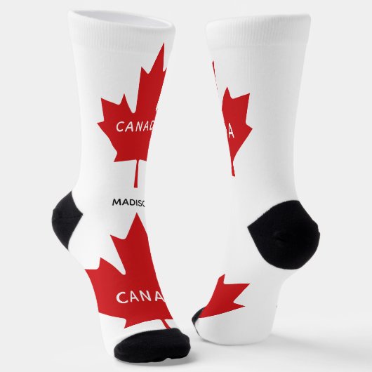 Chaussette Nom personnalisé Canada Maple Leaf (Angulaire)