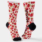 Chaussette Nom personnalisé Chaussettes fraises (Angulaire)