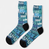 Chaussette Nom personnalisé dans les nuances de bleu côtier (Gauche)