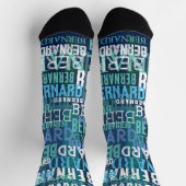Chaussette Nom personnalisé dans les nuances de bleu côtier (Haut)