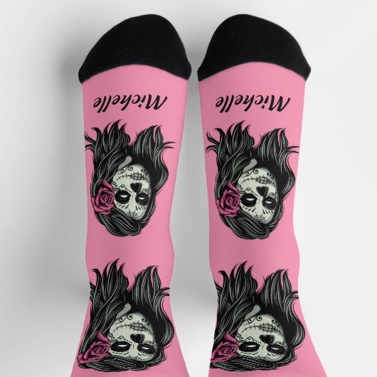 Chaussette Nom personnalisé de la femme Zombie (Haut)