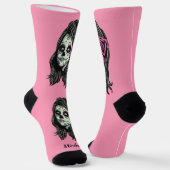 Chaussette Nom personnalisé de la femme Zombie (Angulaire)