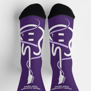 Chaussette Nom personnalisé et texte de la guitare stylisée