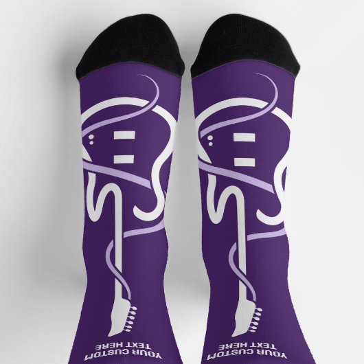 Chaussette Nom personnalisé et texte de la guitare stylisée (Haut)