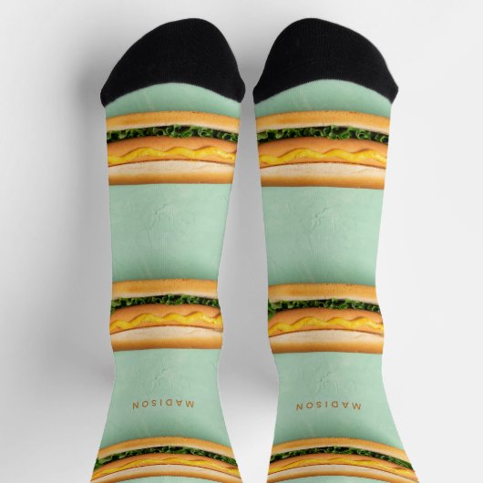 Chaussette Nom personnalisé Hot Dog (Haut)
