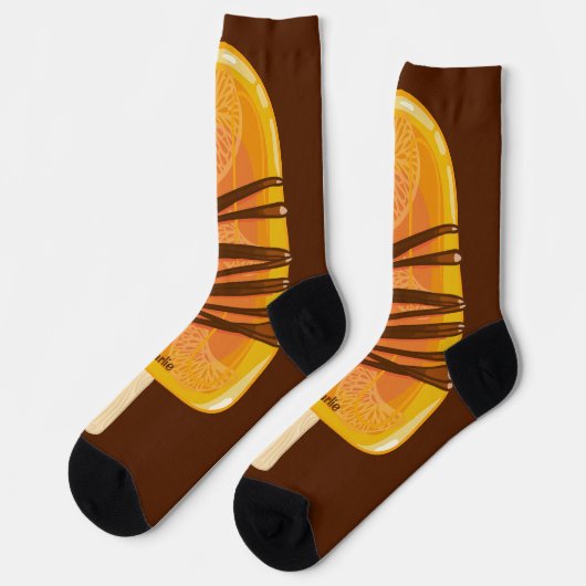 Chaussette Nom personnalisé Orange Popsicle (Gauche)