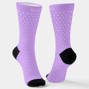 Chaussette Nom personnalisé Pastel Purple Lavender Polka Dot