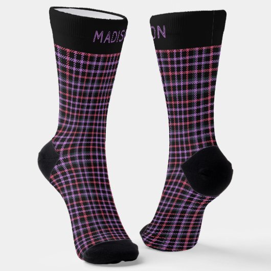 Chaussette Nom personnalisé Plaid / Tartan Motif (Angulaire)