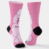 Chaussette Nom personnalisé Poodle rose (Angulaire)