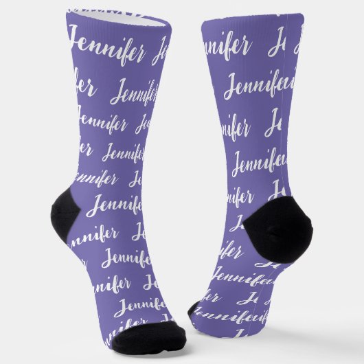 Chaussette Nom personnalisé Purple Fun Motif Femmes (Angulaire)