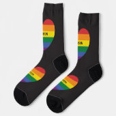 Chaussette Nom personnalisé Rainbow Heart (Gauche)
