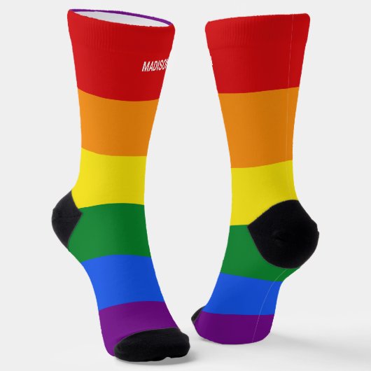 Chaussette Nom personnalisé Rainbow Pride (Angulaire)