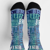Chaussette Nom répété dans les nuances de bleu (Haut)
