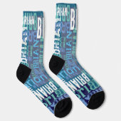 Chaussette Nom répété dans les nuances de bleu (Droite)
